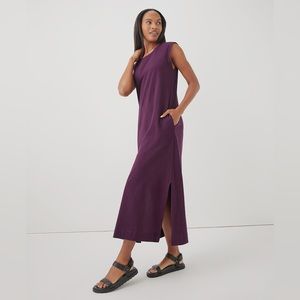 Pact lilac maxi short sleeve dress cotton medium